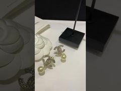 Versatile Style Gold Luxury Earrings Double C Stud Earrings With Diamond Accents