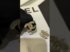 Brincos de ouro de luxo Brincos de dupla C com acentos de diamante