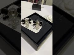 23K Black White Pearl Luxury Earrings Gem Bow Pearl Drop Earrings